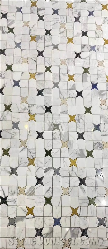 Designed Pattern Waterjet Natural Marble Customized Mosaic