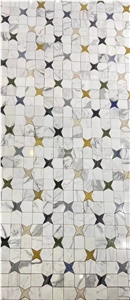 Designed Pattern Waterjet Natural Marble Customized Mosaic
