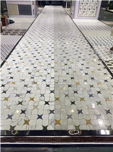 Designed Pattern Waterjet Natural Marble Customized Mosaic