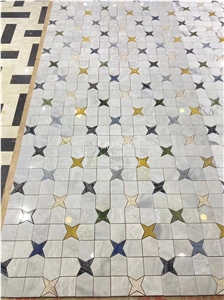 Designed Pattern Waterjet Natural Marble Customized Mosaic
