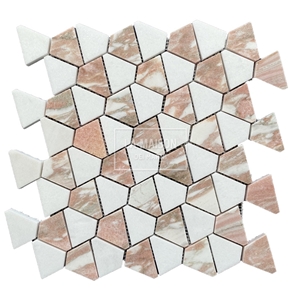 Water-Jet Multi-Color Natural Marble Customized Mosaic Tile