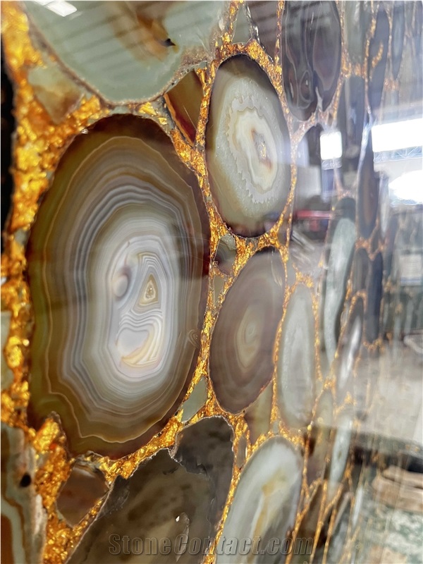 Agate Slab ,Backlit Stone Wall