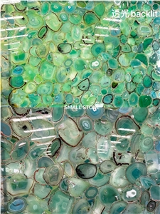 Backlit Green Agate Background Wall, Floor Tiles