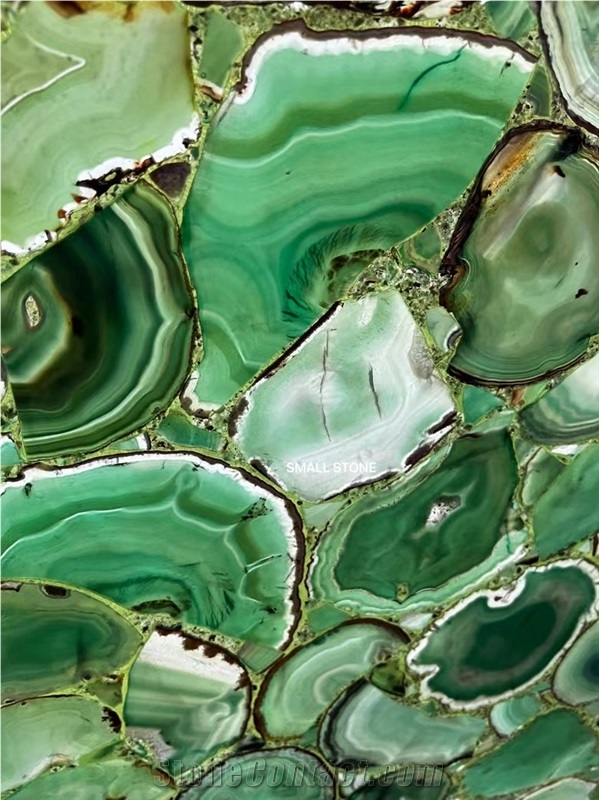 Backlit Green Agate Background Wall, Floor Tiles
