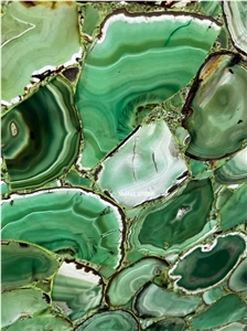 Backlit Green Agate Background Wall, Floor Tiles