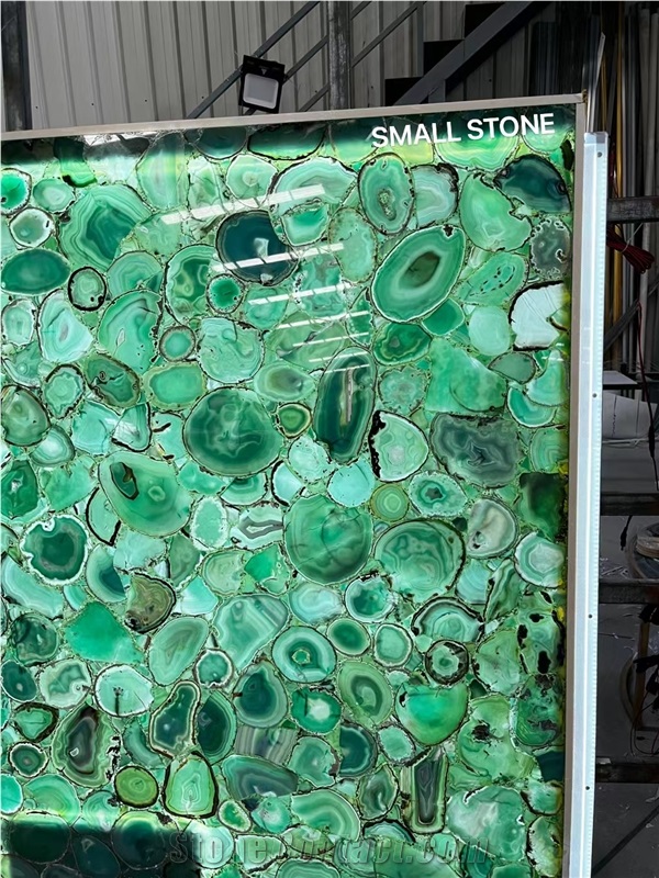 Backlit Green Agate Background Wall, Floor Tiles