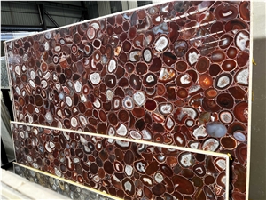 Red Agate Slab,Gemstone,Translucent High-End Stone Slab