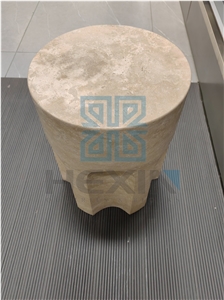 Roman Travertine Round Stool