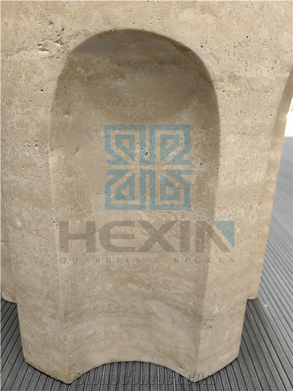 Roman Travertine Round Stool