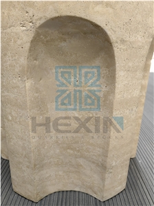 Roman Travertine Round Stool