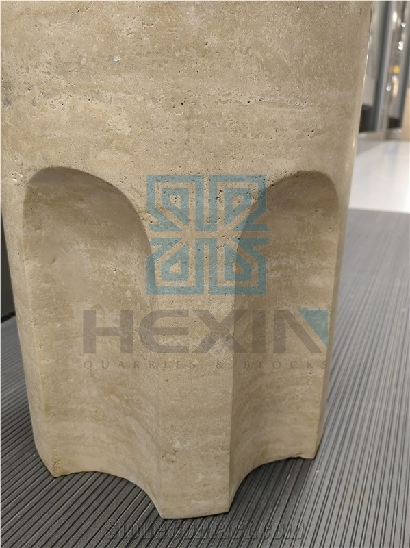 Roman Travertine Round Stool