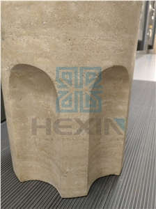 Roman Travertine Round Stool