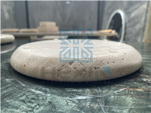 Roman Travertine Round Unfilled Plate