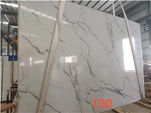 Artificial Calacatta White Solid Surface Marble Slab