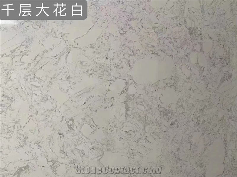 Artificial Calacatta White Solid Surface Marble Slab