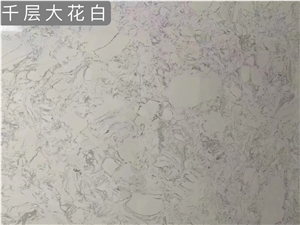 Artificial Calacatta White Solid Surface Marble Slab