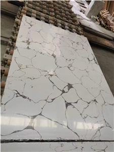 Artificial Calacatta White Solid Surface Marble Slab