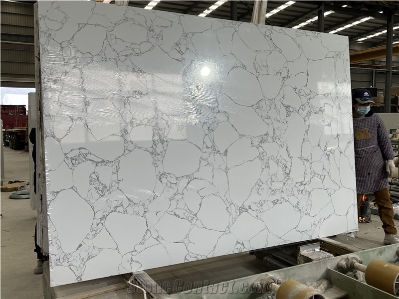 Calacatta White Quartz Slabs, Engineered Stone
