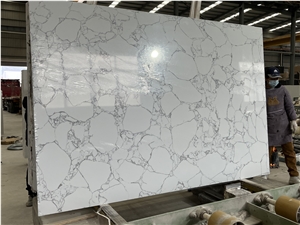 Calacatta White Quartz Slabs, Engineered Stone