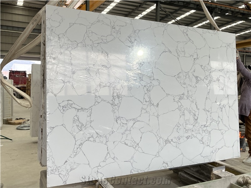Calacatta White Quartz Slabs, Engineered Stone