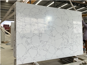 Calacatta White Quartz Slabs, Engineered Stone