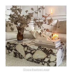 Natural Stone Plinth Calacatta Violet Marble Coffee Table