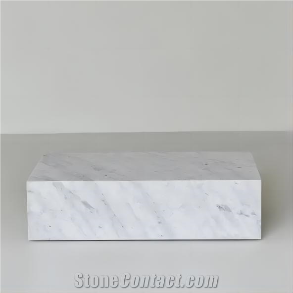 Optimustone Marble Furniture Carrara White Stone Plinth
