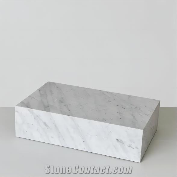Optimustone Marble Furniture Carrara White Stone Plinth