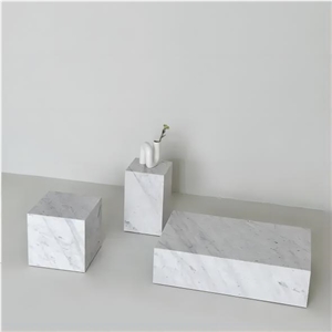 Optimustone Marble Furniture Carrara White Stone Plinth