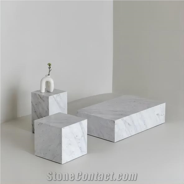 Optimustone Marble Furniture Carrara White Stone Plinth