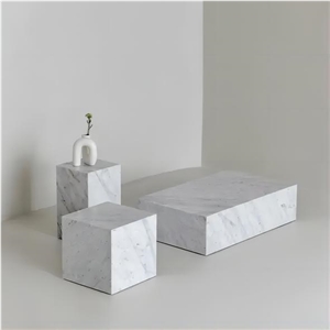 Optimustone Marble Furniture Carrara White Stone Plinth