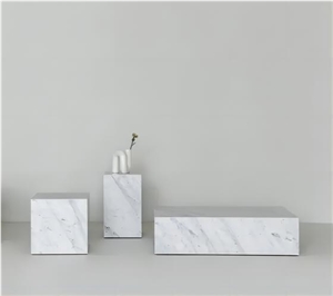 Optimustone Marble Furniture Carrara White Stone Plinth
