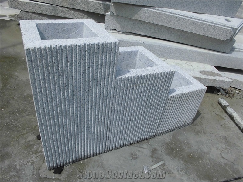 G603 Granite Flower Pots, Grey Granite Garden Planters
