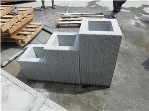 G603 Granite Flower Pots, Grey Granite Garden Planters