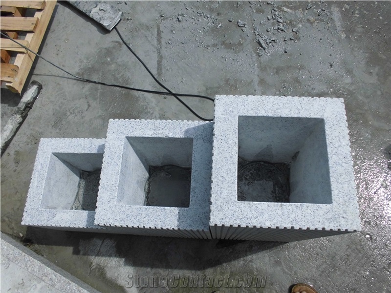 G603 Granite Flower Pots, Grey Granite Garden Planters