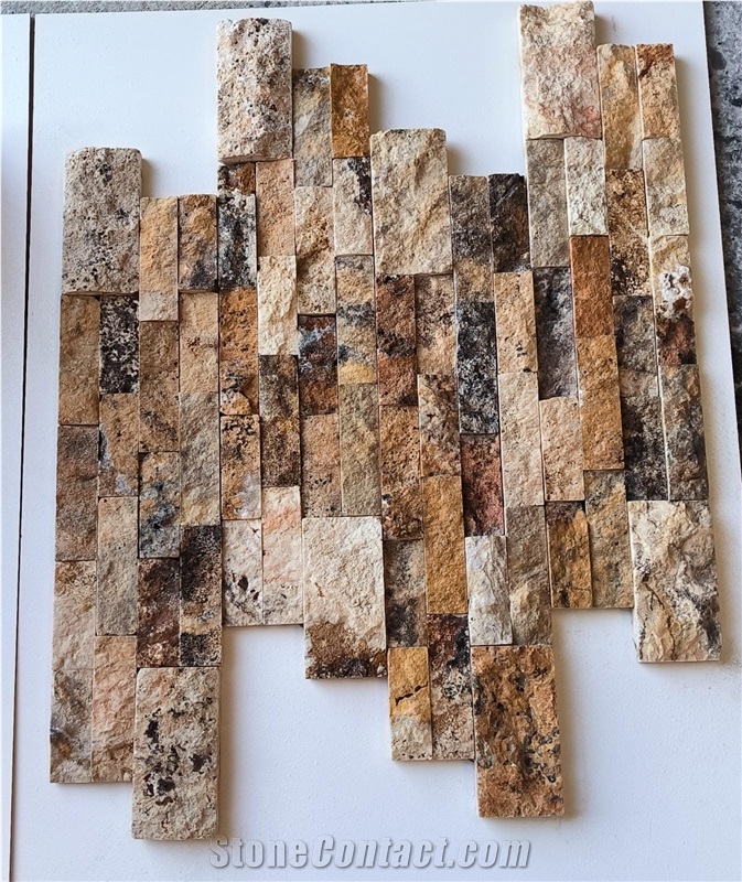 Split Face Scabas Travertine Mosaic Tiles