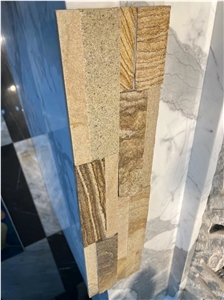 Chinese Wooden Yellow Slate Culture Stone Wall Cladding