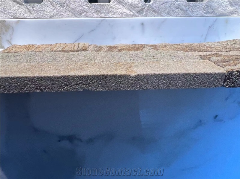 Chinese Wooden Yellow Slate Culture Stone Wall Cladding