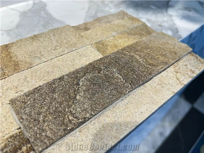 Chinese Wooden Yellow Slate Culture Stone Wall Cladding