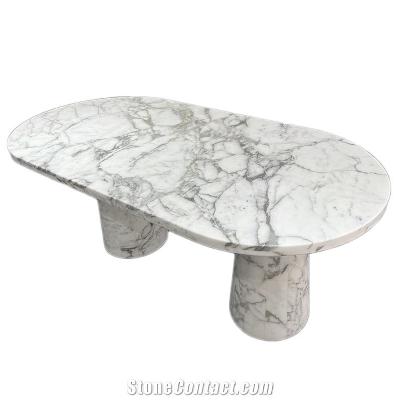 Full Body Statuario Venato Marble Dinning Table Set