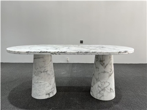 Full Body Statuario Venato Marble Dinning Table Set