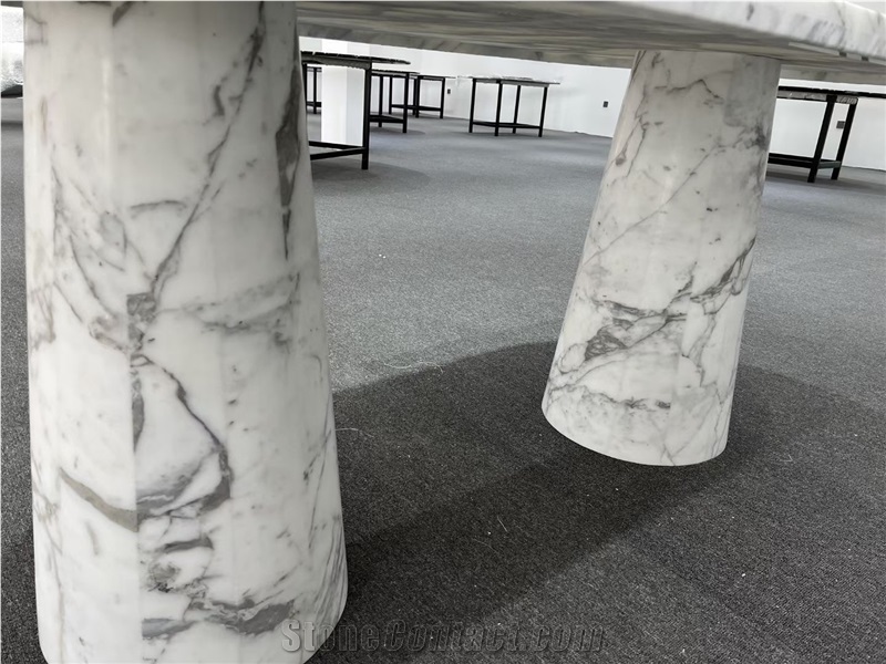 Full Body Statuario Venato Marble Dinning Table Set