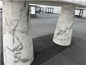 Full Body Statuario Venato Marble Dinning Table Set
