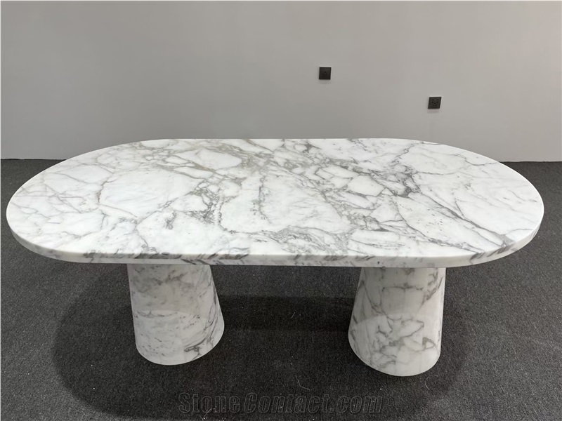 Full Body Statuario Venato Marble Dinning Table Set