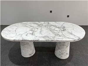Full Body Statuario Venato Marble Dinning Table Set