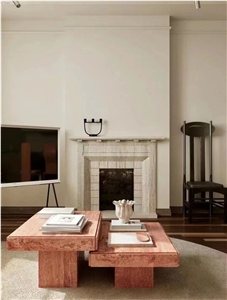 Red Travertine Table