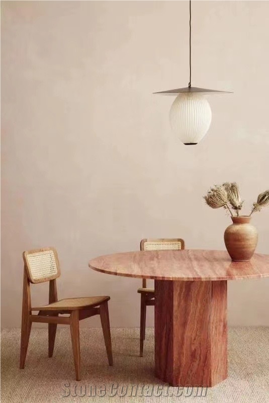 Red Travertine Table