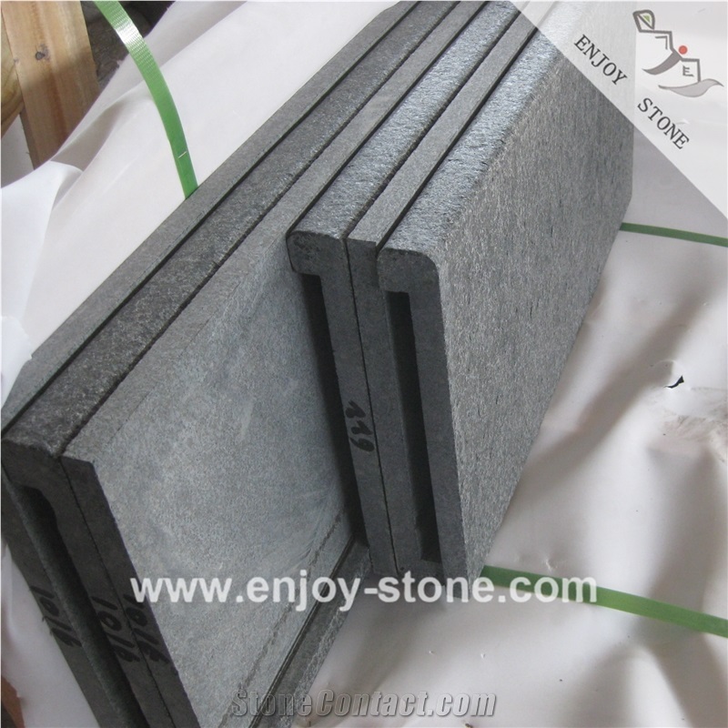 G684 Black Basalt Swimming Pool Tiles,  Bullnose Edge