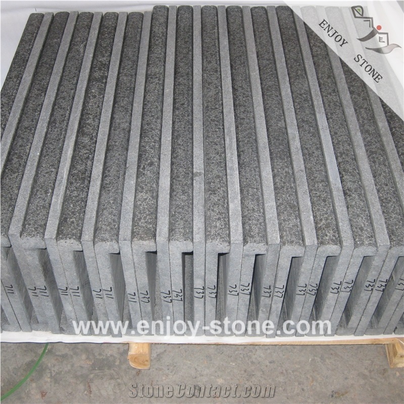 G684 Black Basalt Swimming Pool Tiles,  Bullnose Edge