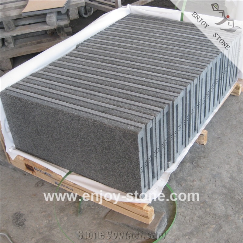 G684 Black Basalt Swimming Pool Tiles,  Bullnose Edge